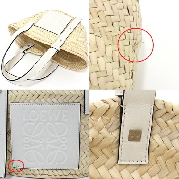 LOEWE Basket Bag Small Raffia Palm Leaf Leather Tote Shoulder A223S93X0 Natural - Picture 3 of 3